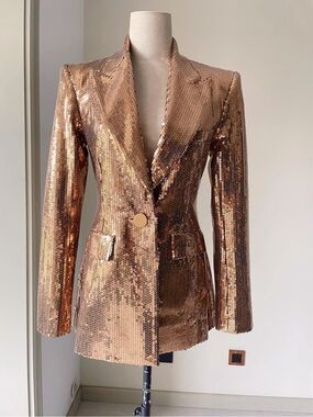 NWOT Alex Perry Women’s Sequined Blazer Jacket - Rose Gold, Size US 4/6